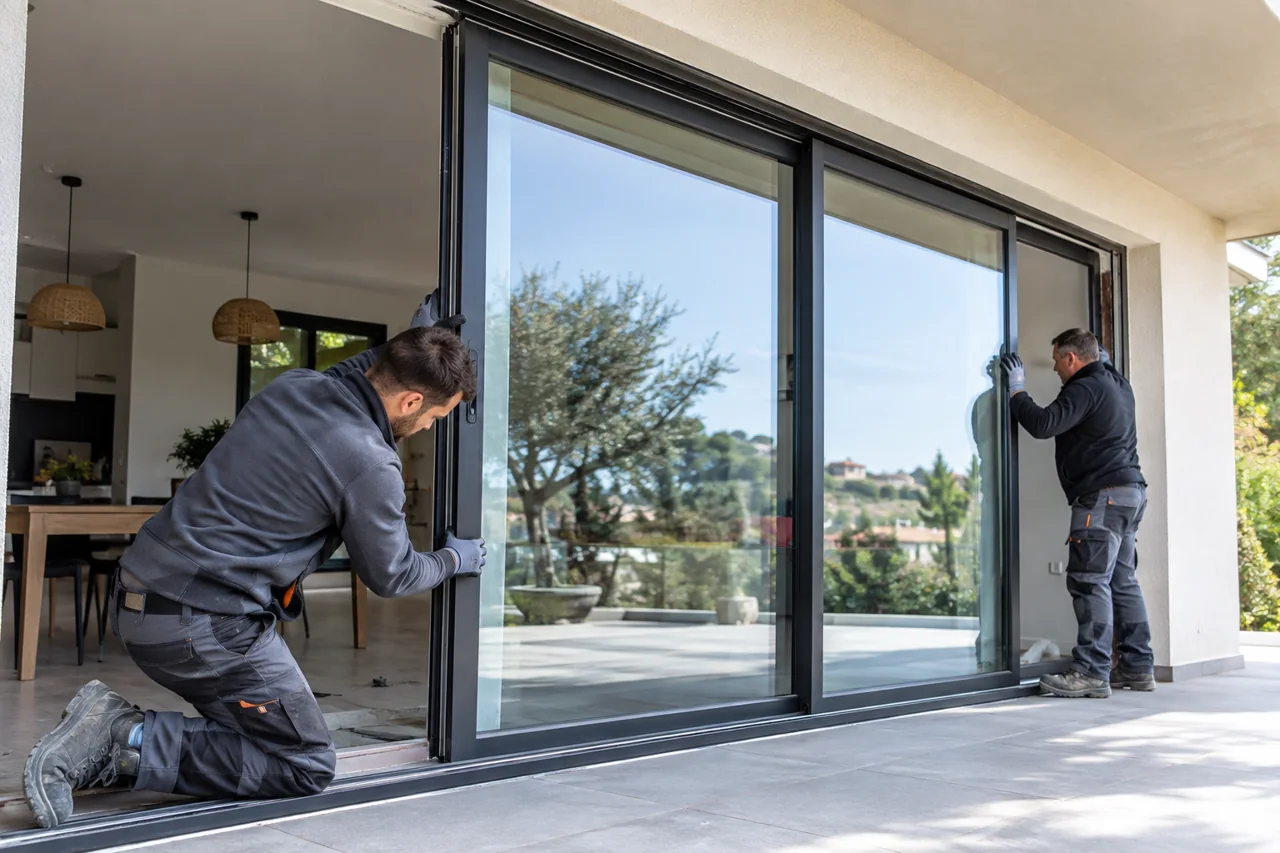 Pose de baie vitrée coulissante — ALP Construction